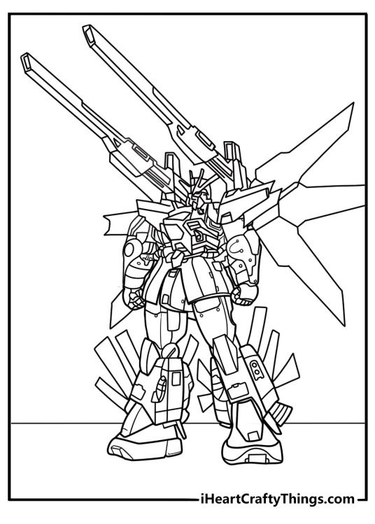 Gundam Double X with satellite cannon printable coloring sheet