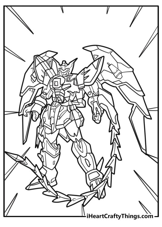 Gundam Epyon with heat whip in motion coloring sheet