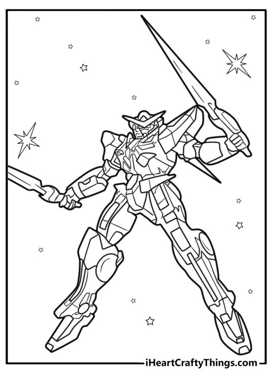 Gundam Exia holding GN sword free printable coloring page