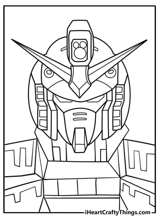 Gundam head close up showing vents and sensor coloring sheet