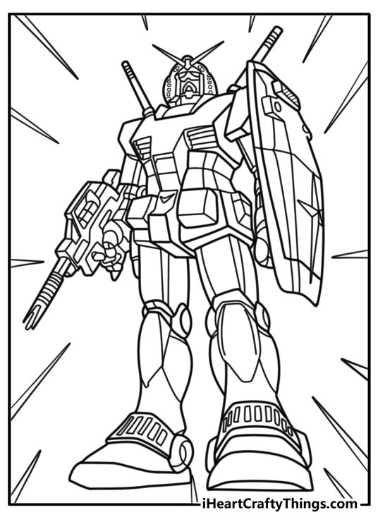 Gundam RX 78 standing with beam rifle coloring page