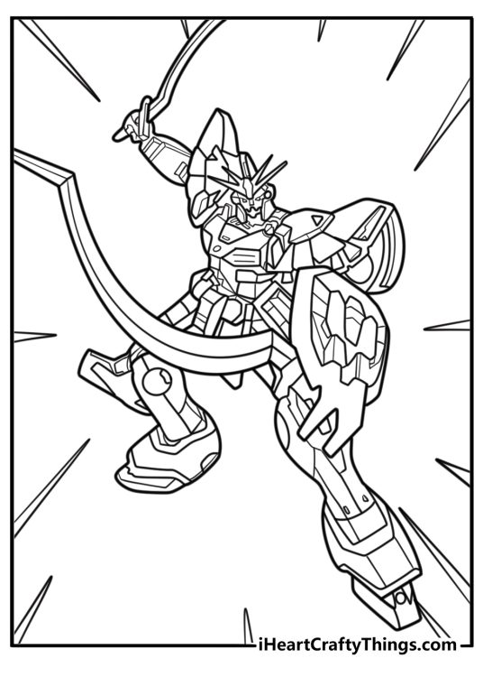 Gundam Sandrock with curved blades coloring page