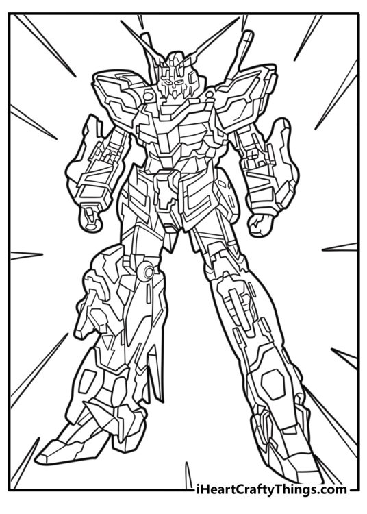 Gundam Unicorn in destroy mode printable coloring page