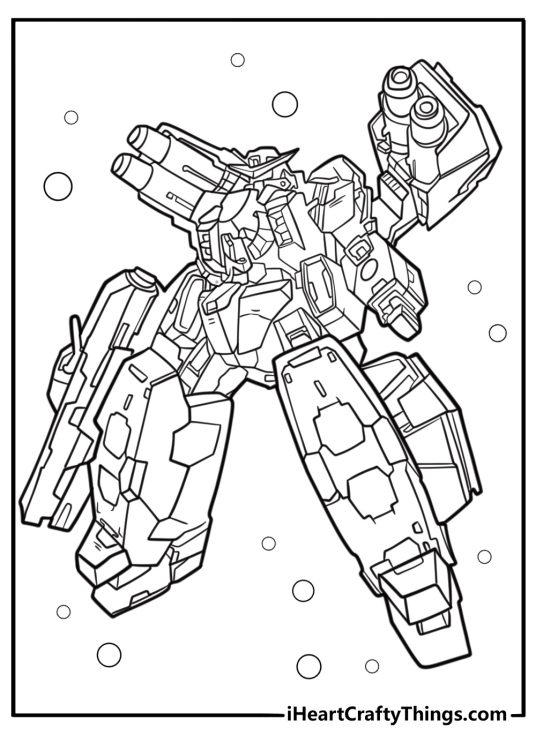 Gundam Virtue with armor panels open detailed coloring sheet