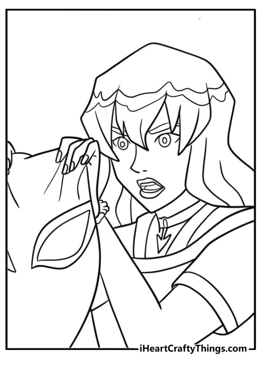 Gwen Stacy holding her mask looking serious coloring page