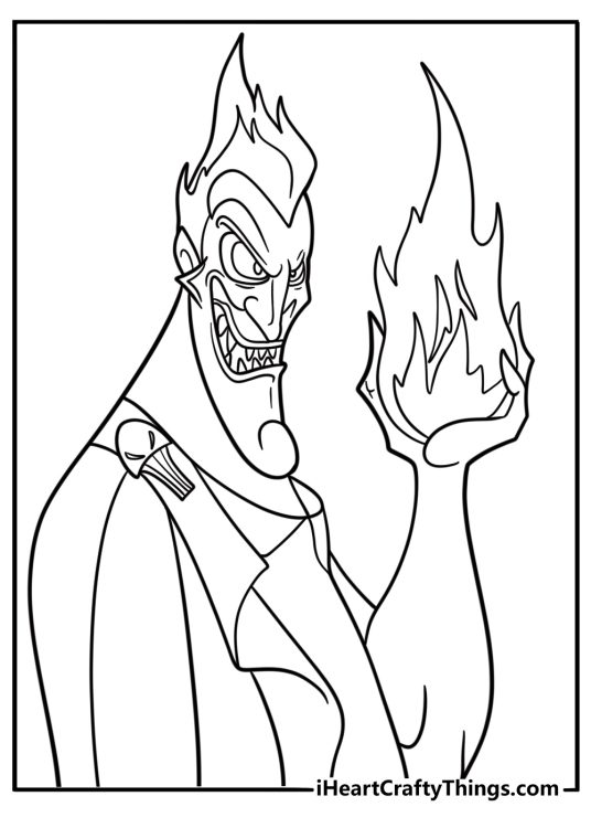 Hades summoning fire with outstretched hands coloring page