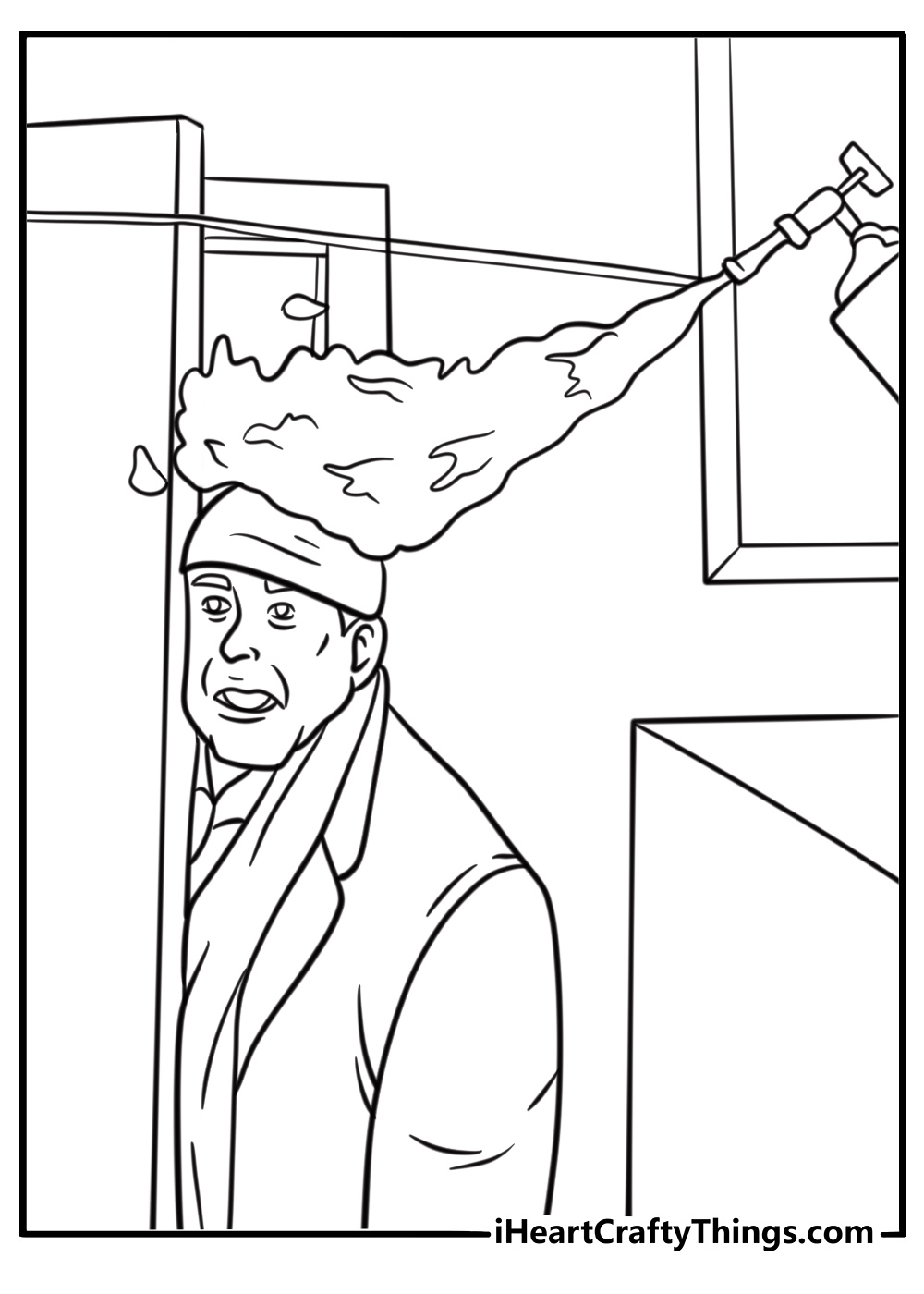 Harry getting his head burned by a blowtorch coloring page