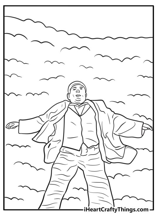 Harry slipping on ice outside the house coloring page