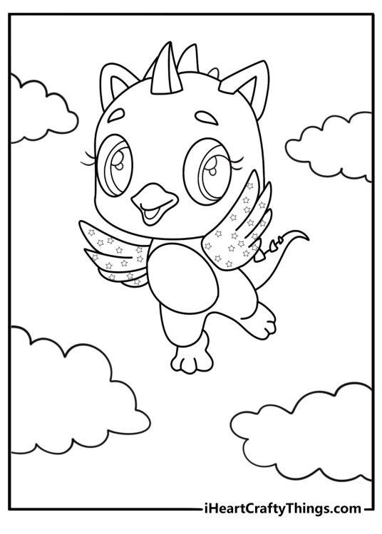 Hatchimal flying with tiny wings coloring page