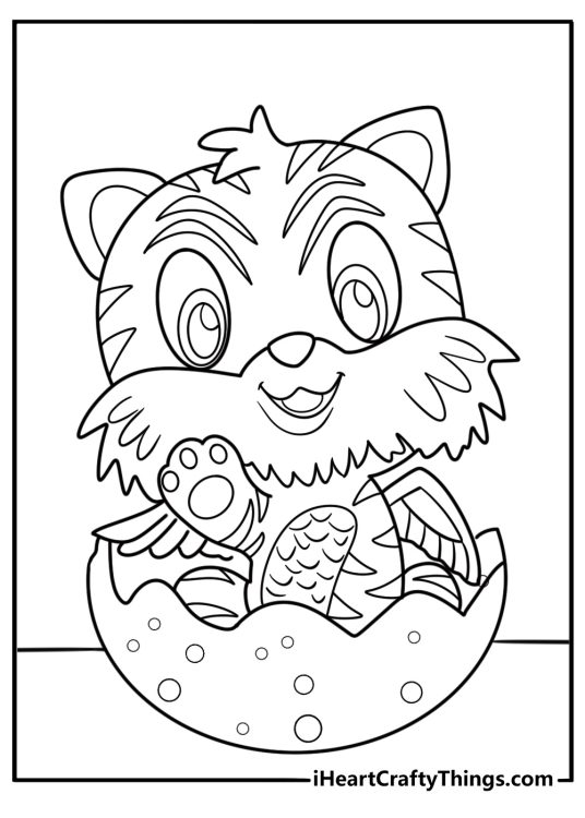 Hatchimal hatching from egg coloring page for kids