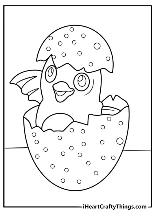 Hatchimal popping out of cracked egg coloring page