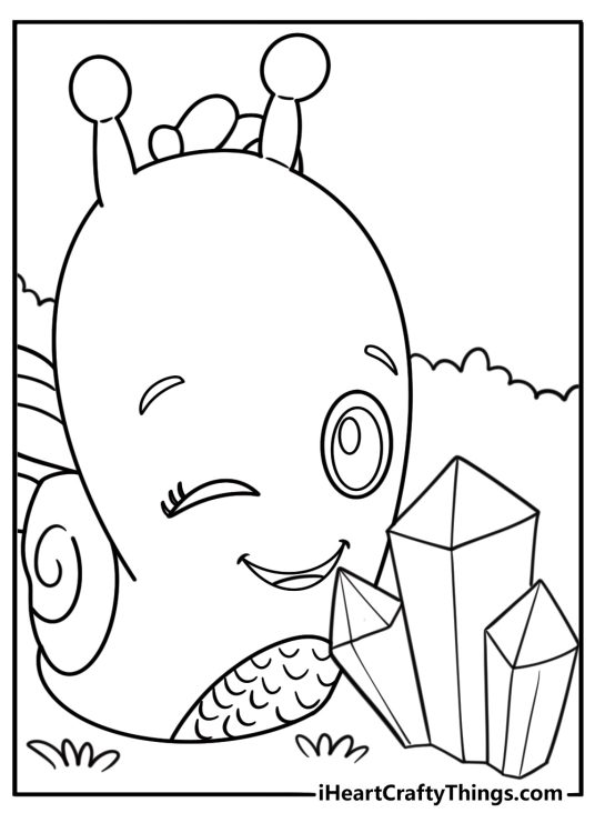 Hatchimal sitting beside magical stone free printable coloring page