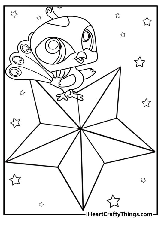 Hatchimal walking on stars detailed coloring sheet