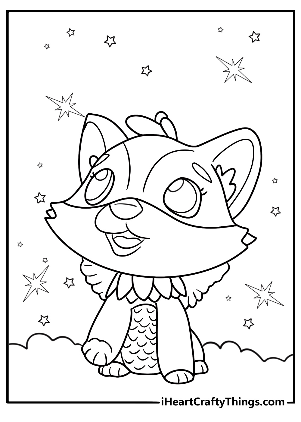 Hatchimals with sparkle background coloring page