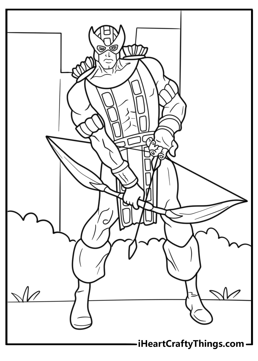 Hawkeye using trick arrows coloring page
