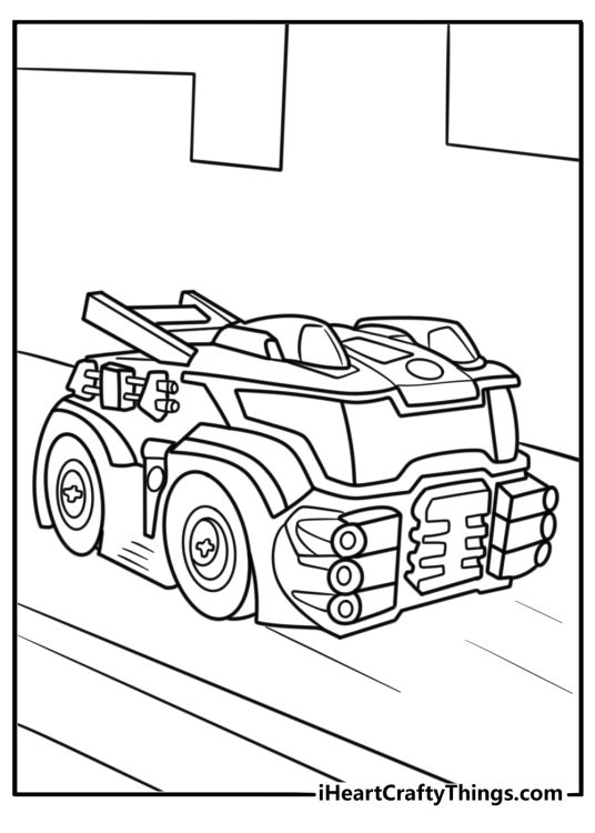 Heatwave transforming into a fire truck coloring sheet