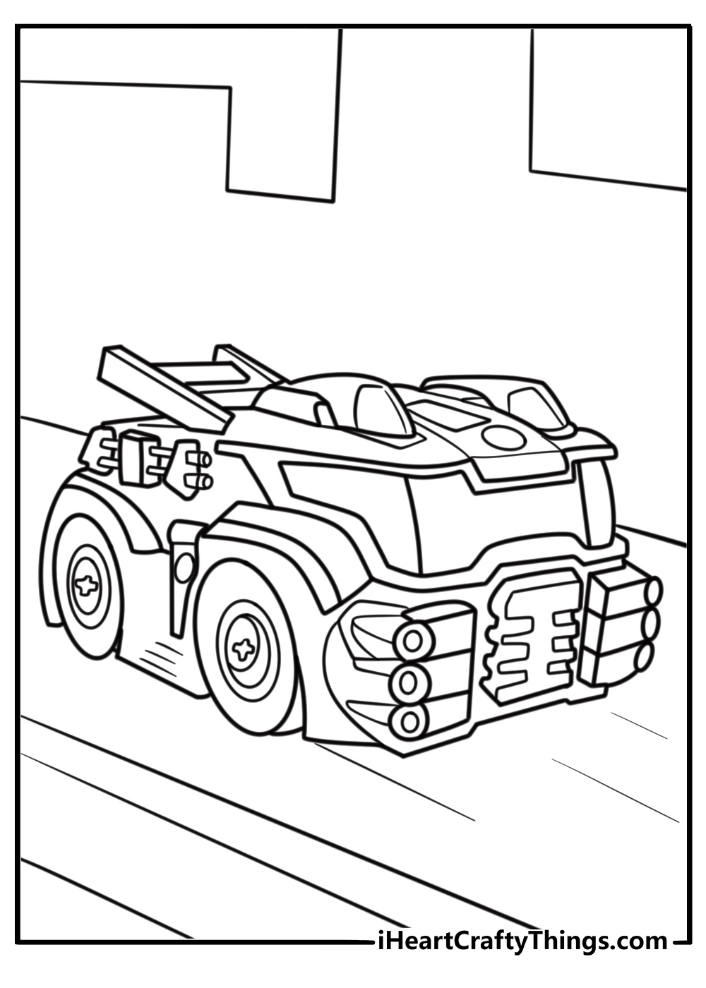 Heatwave transforming into a fire truck coloring sheet