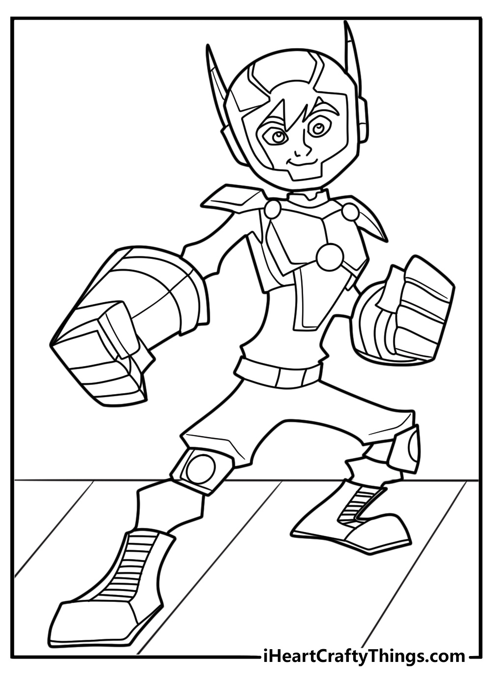 Hiro wearing his armor and helmet coloring page