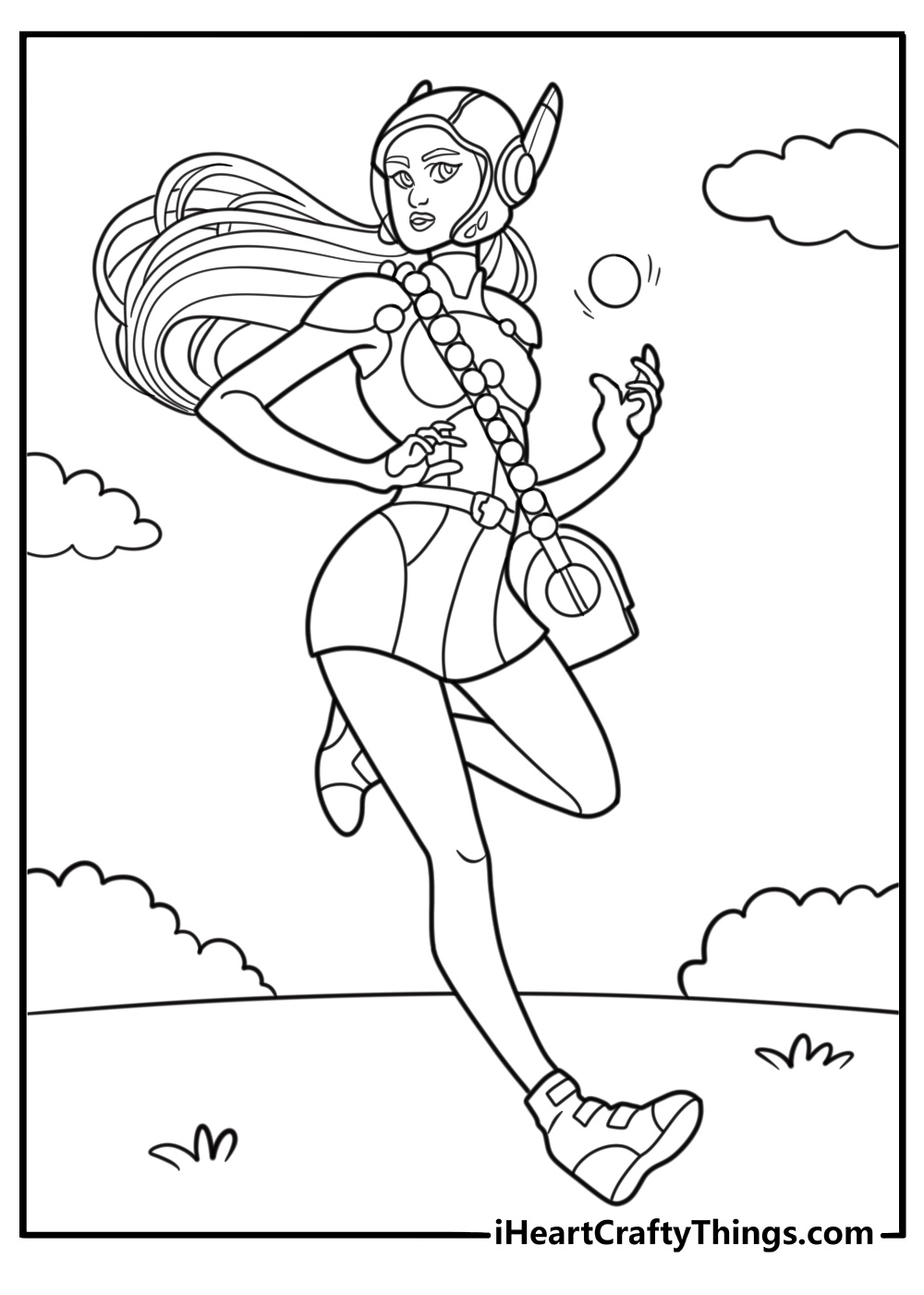 Honey Lemon tossing a chemical sphere coloring page