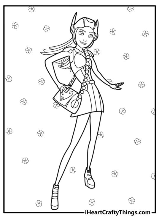 Honey Lemon wearing her high tech purse coloring page