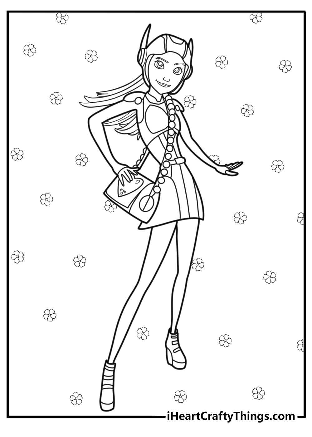 Honey Lemon wearing her high tech purse coloring page
