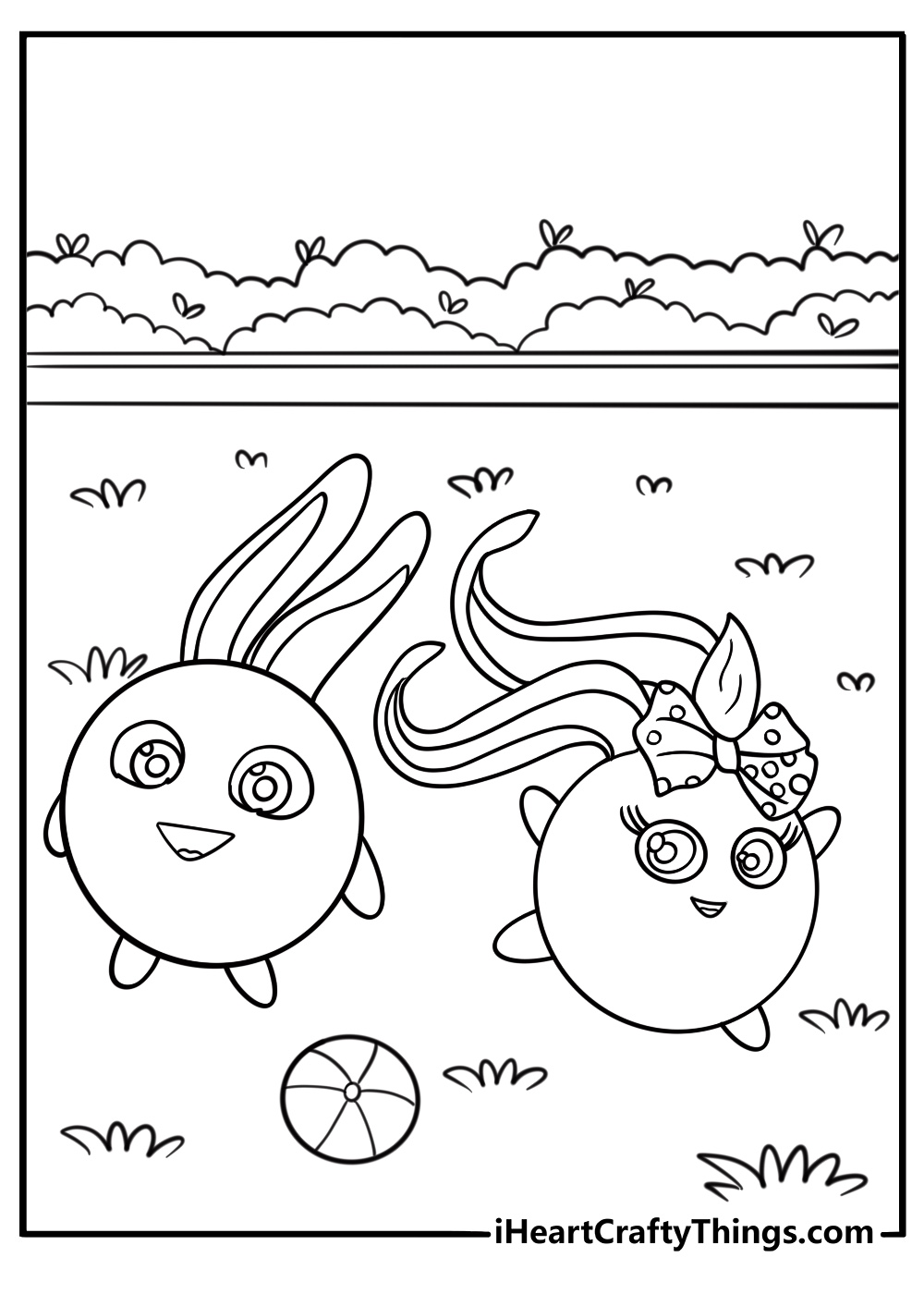Hopper and Iris exploring a playground coloring page