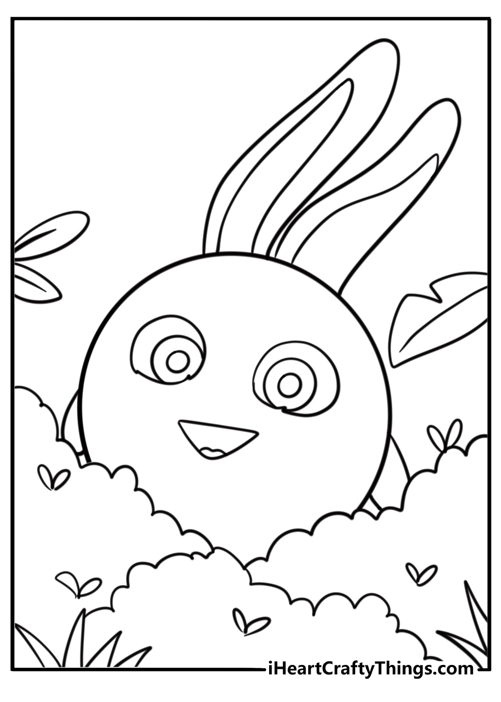 Hopper peeking out from a bush coloring page