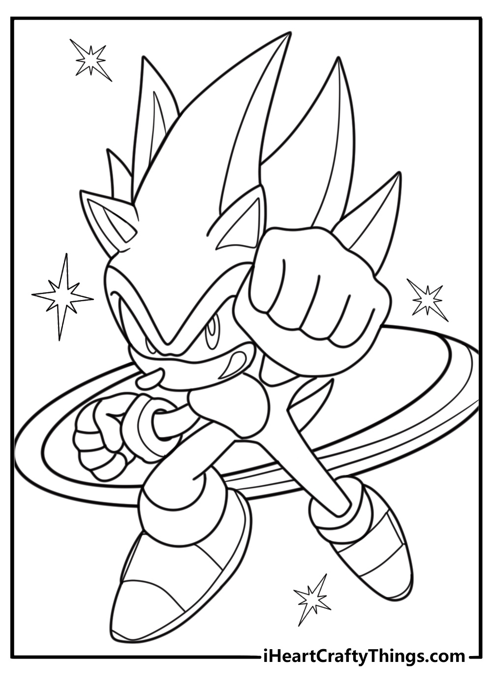 Hyper Sonic charging Chaos energy coloring page