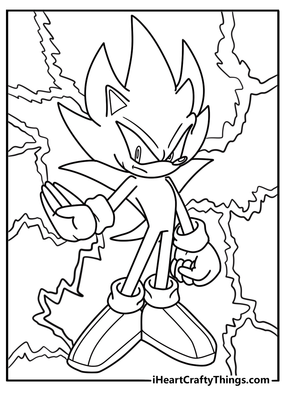 Hyper Sonic defeating an enemy coloring page