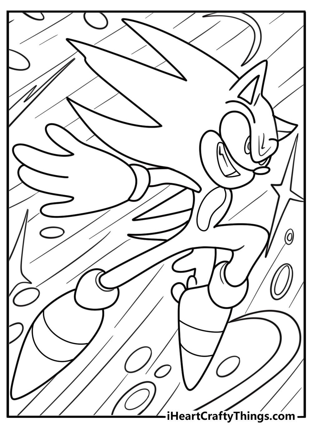 Hyper Sonic emitting radiant light coloring page