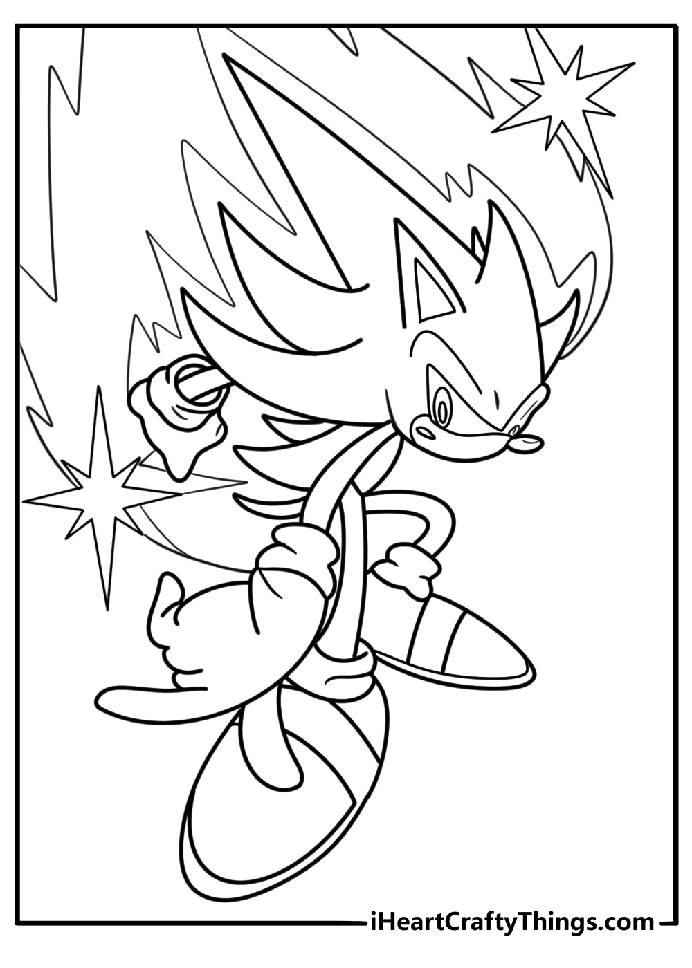 Hyper Sonic glowing with white energy coloring page