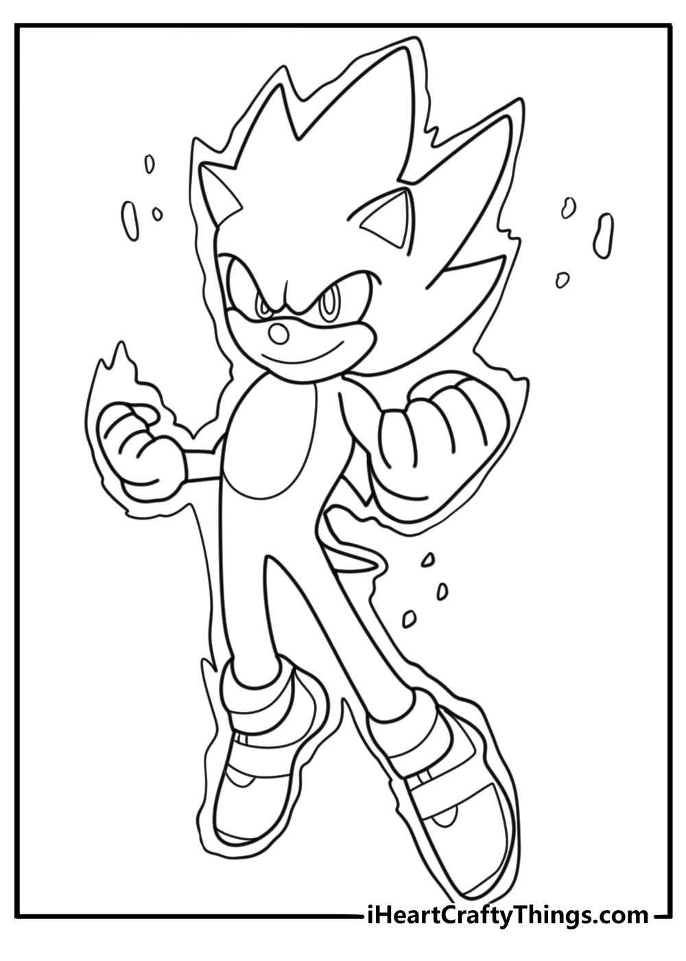 Hyper Sonic in a power up pose coloring page