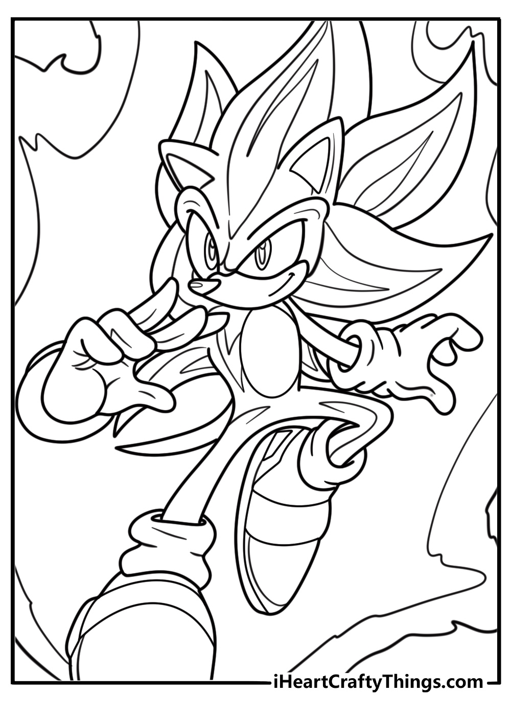 Hyper Sonic in a time freeze effect coloring page