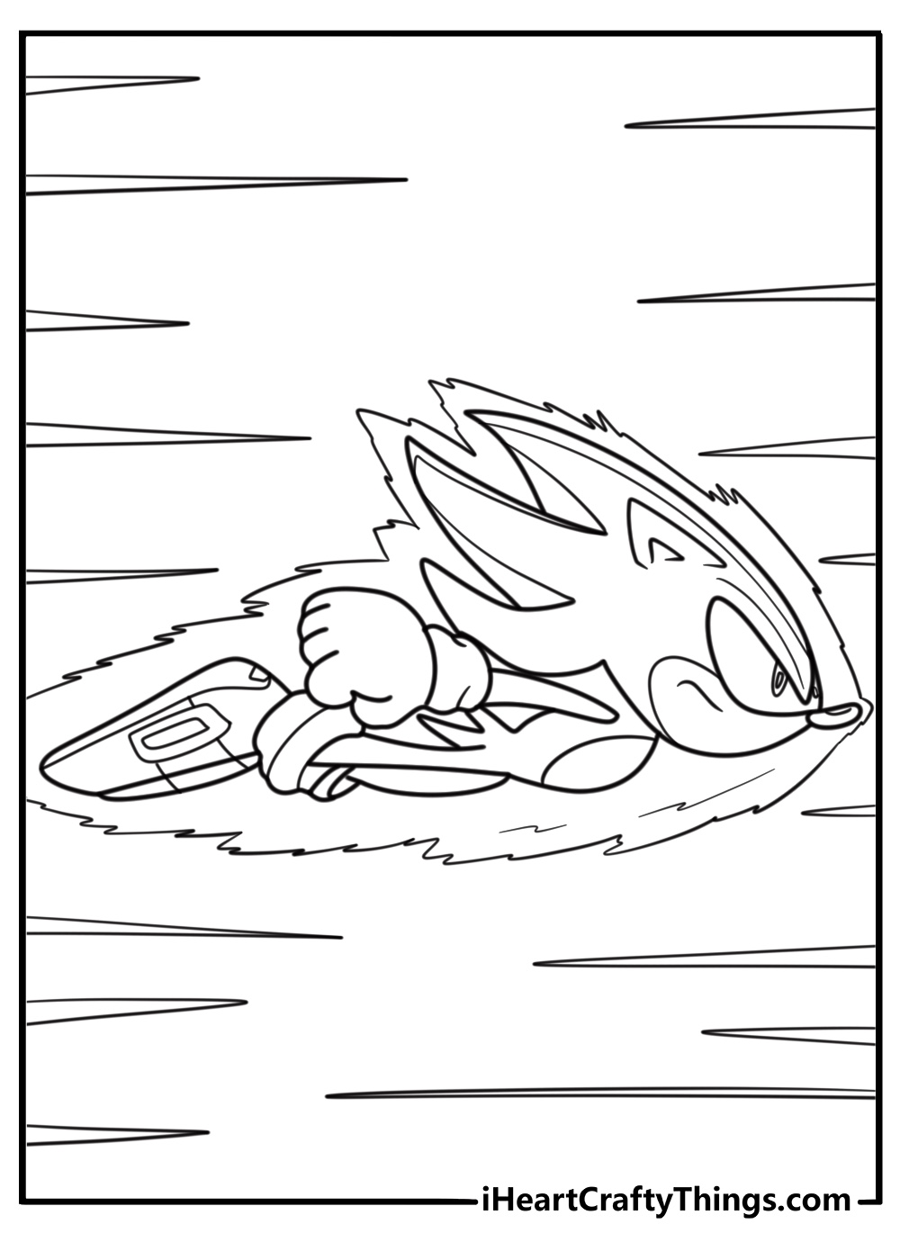Hyper Sonic in mid air dash coloring page