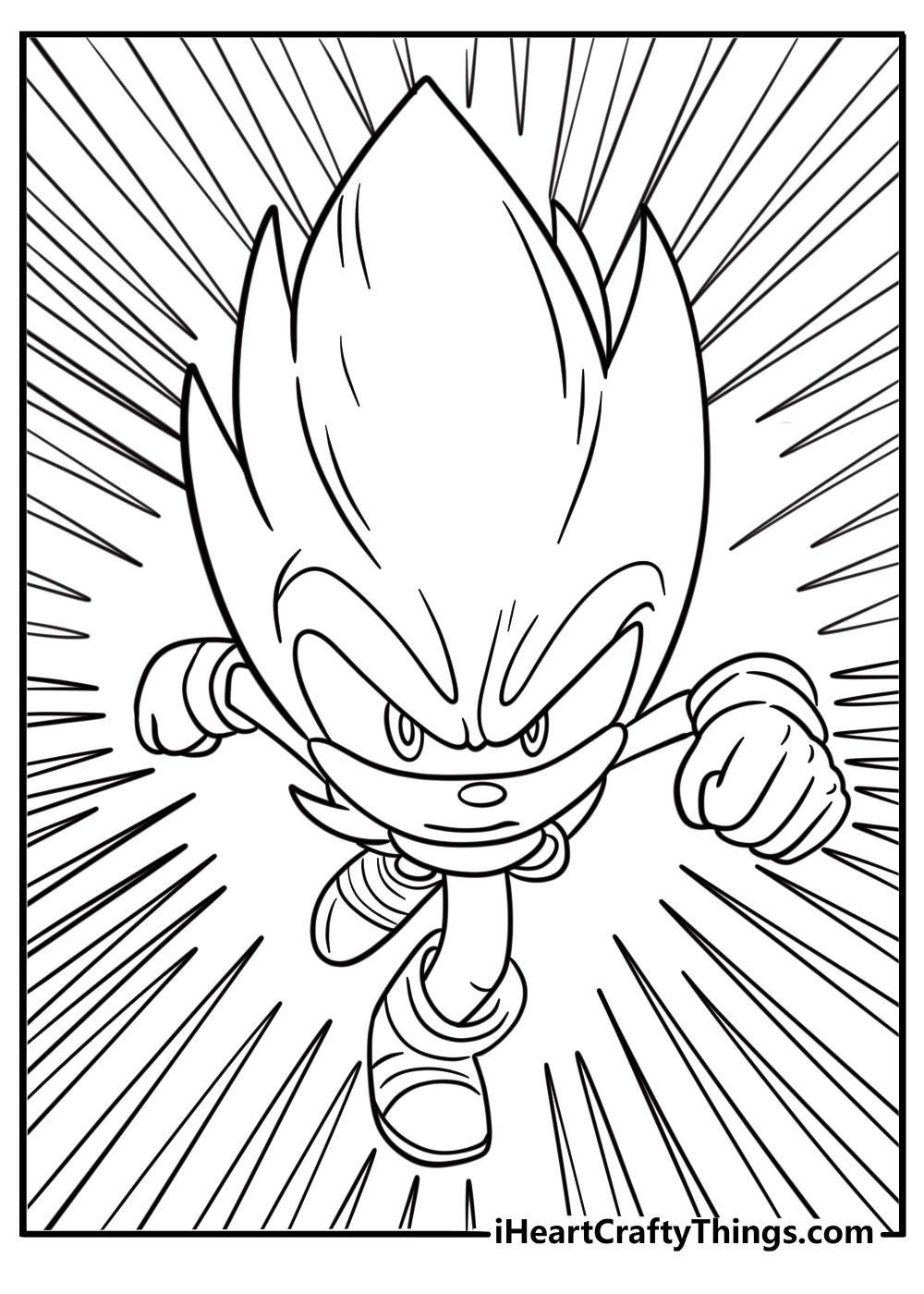 Hyper Sonic running at super speed coloring page