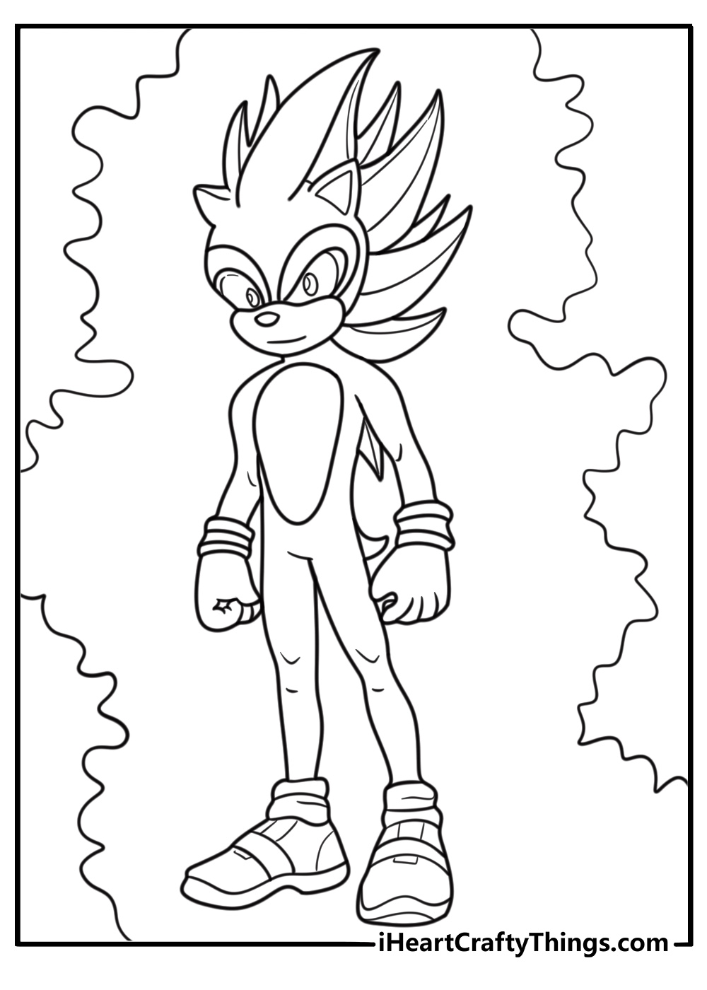 Hyper Sonic transforming from Sonic coloring page