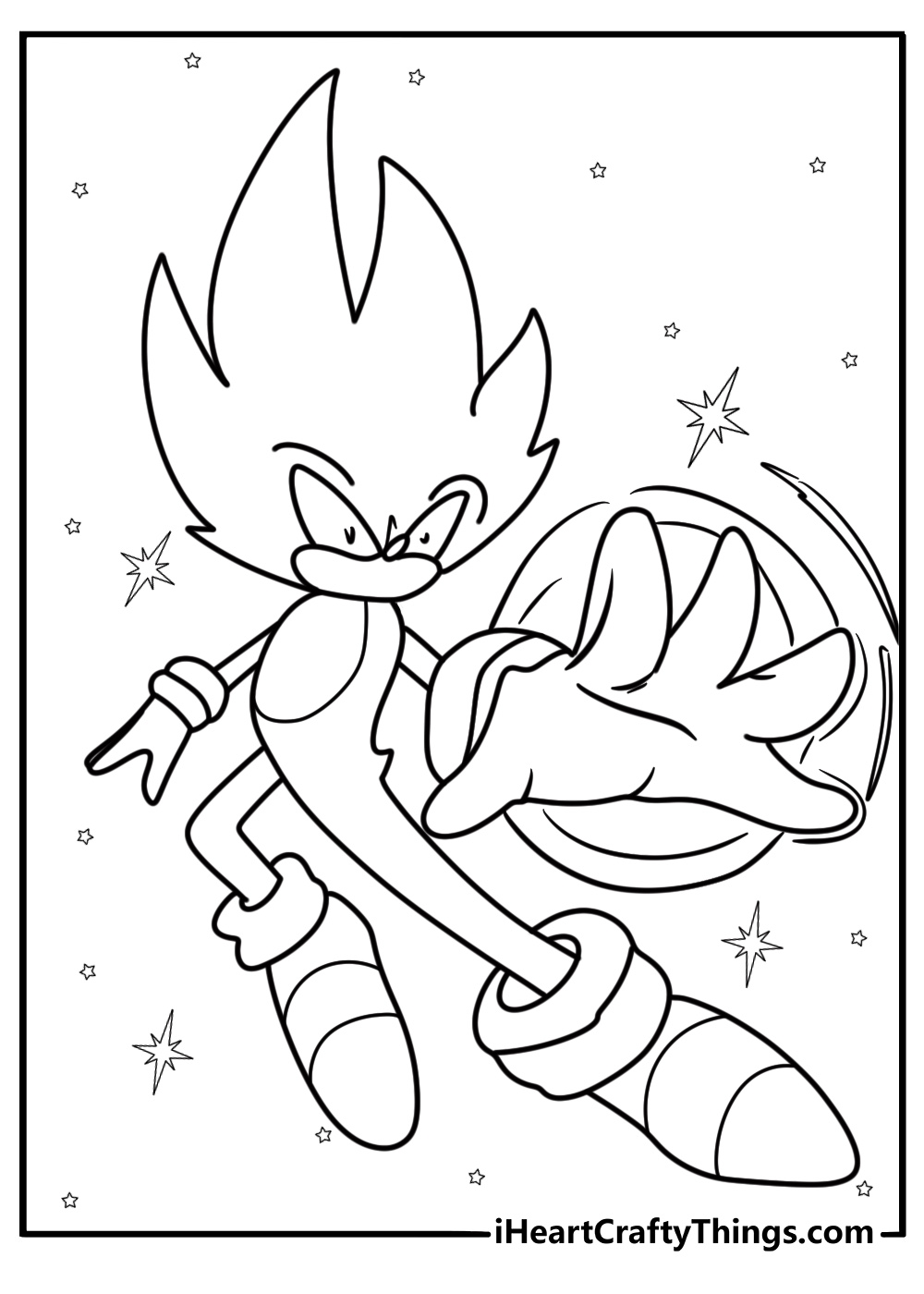 Hyper Sonic using Chaos control coloring page