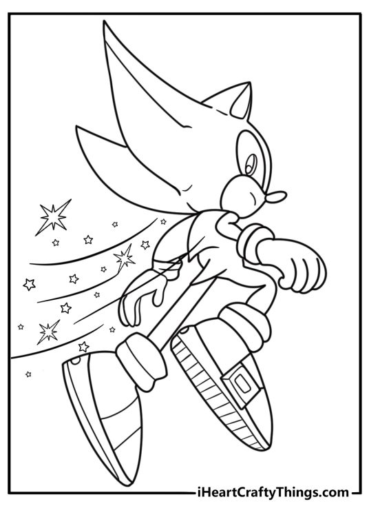 Hyper Sonic with energy trail behind him coloring page