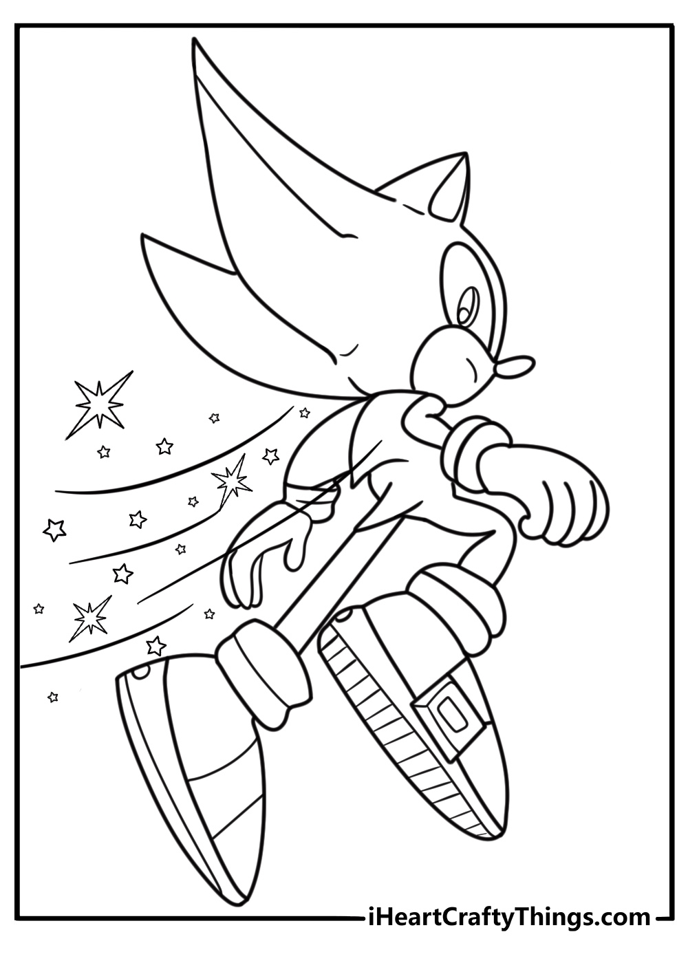 Hyper Sonic with energy trail behind him coloring page