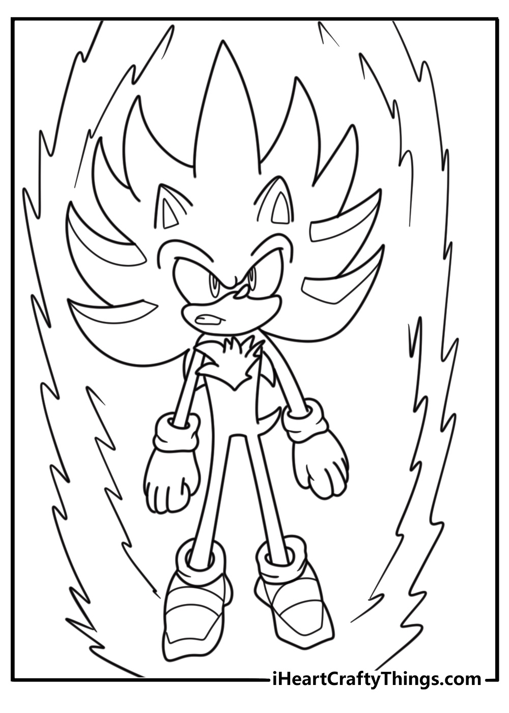 Hyper Sonic zooming past mountains coloring page