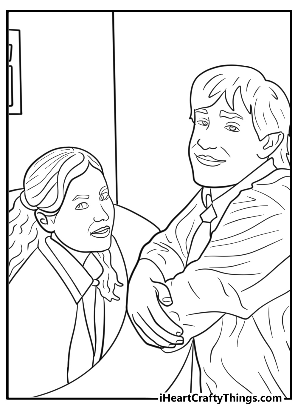 Jim and Pam at the reception desk coloring page