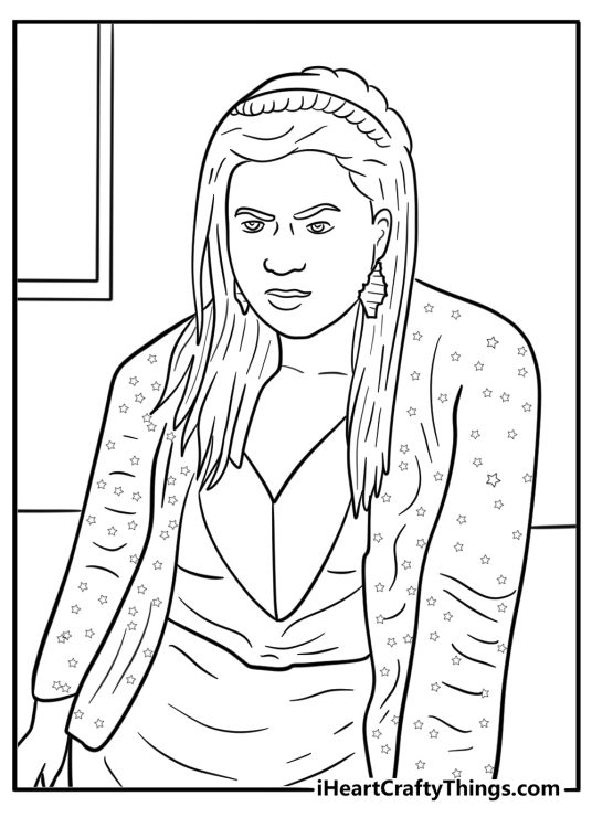 Kelly wearing sparkly clothes coloring page