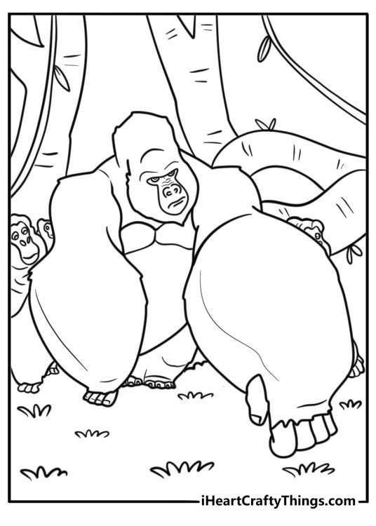 Kerchak watching over the gorilla family coloring page