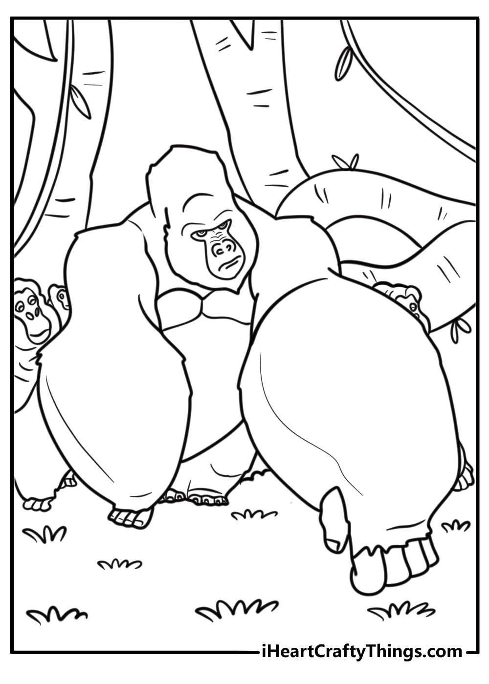 Kerchak watching over the gorilla family coloring page