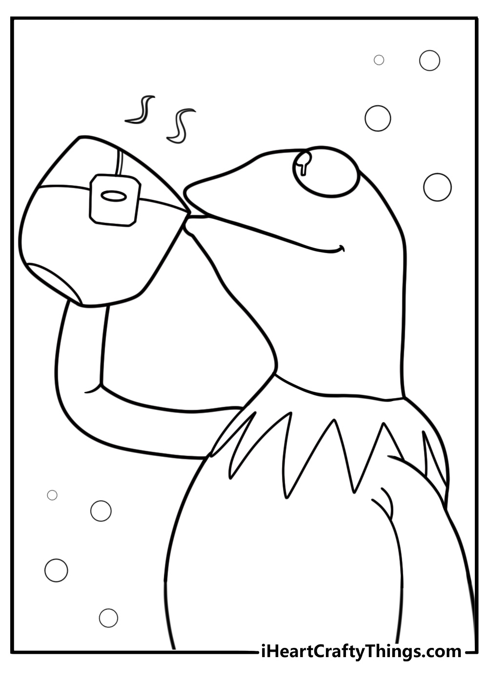 Kermit the Frog drinking tea meme moment free coloring page pdf