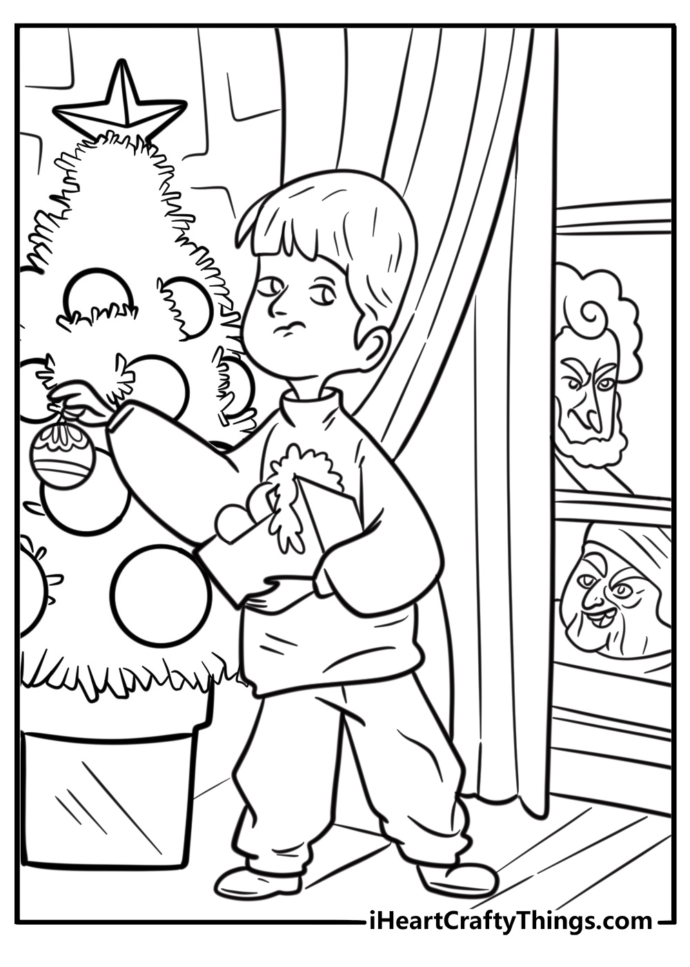 Kevin decorating a mannequin to fool the burglars coloring page