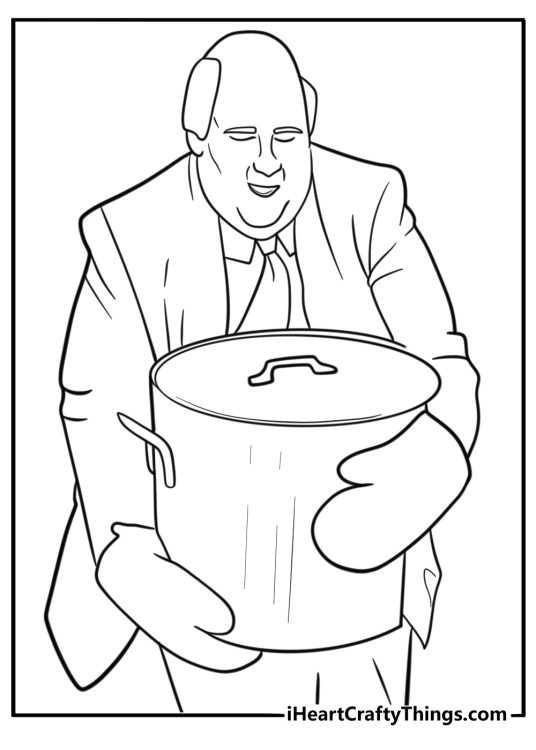 Kevin Malone spilling chili coloring page