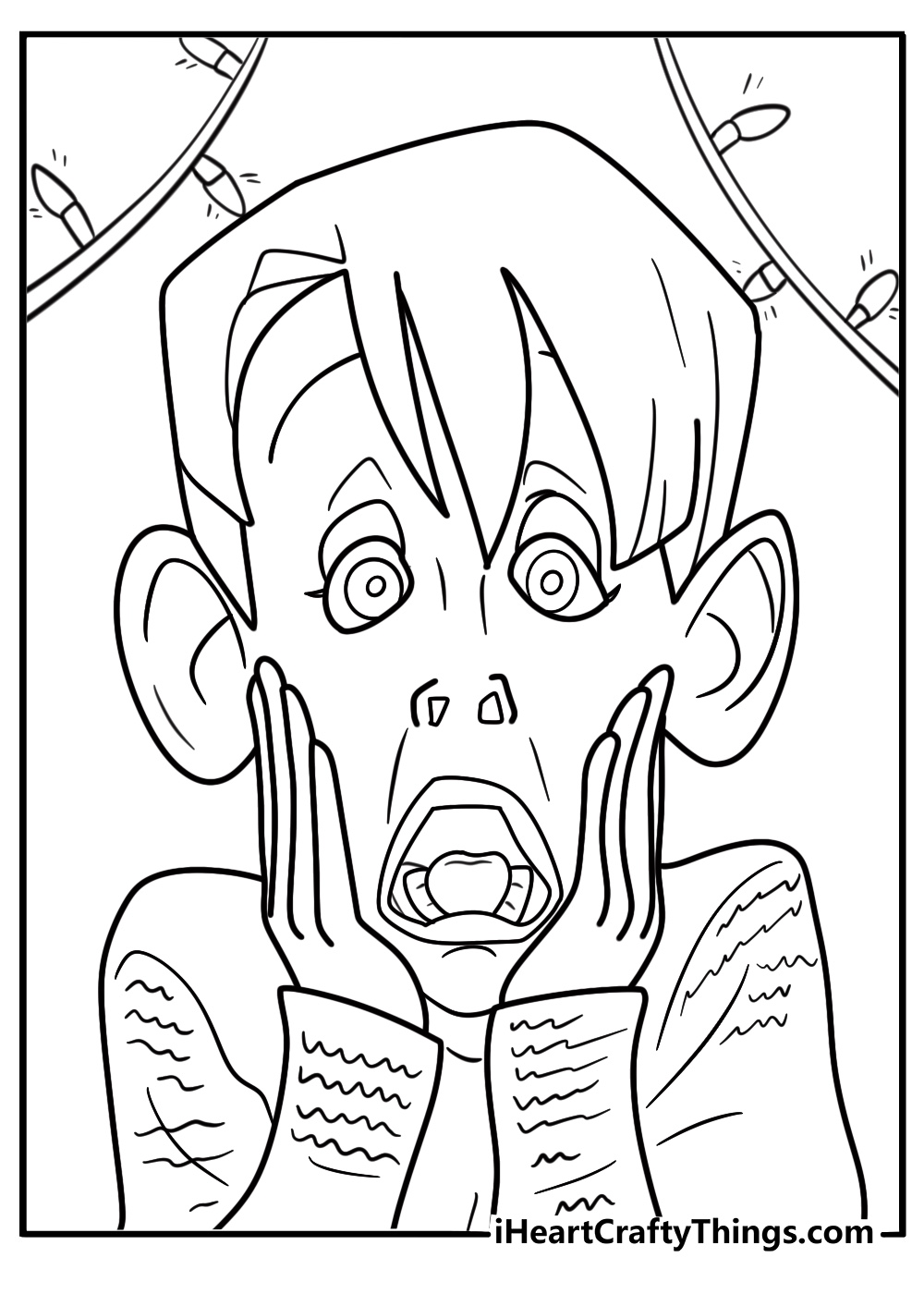 Kevin screaming with hands on his face coloring sheet