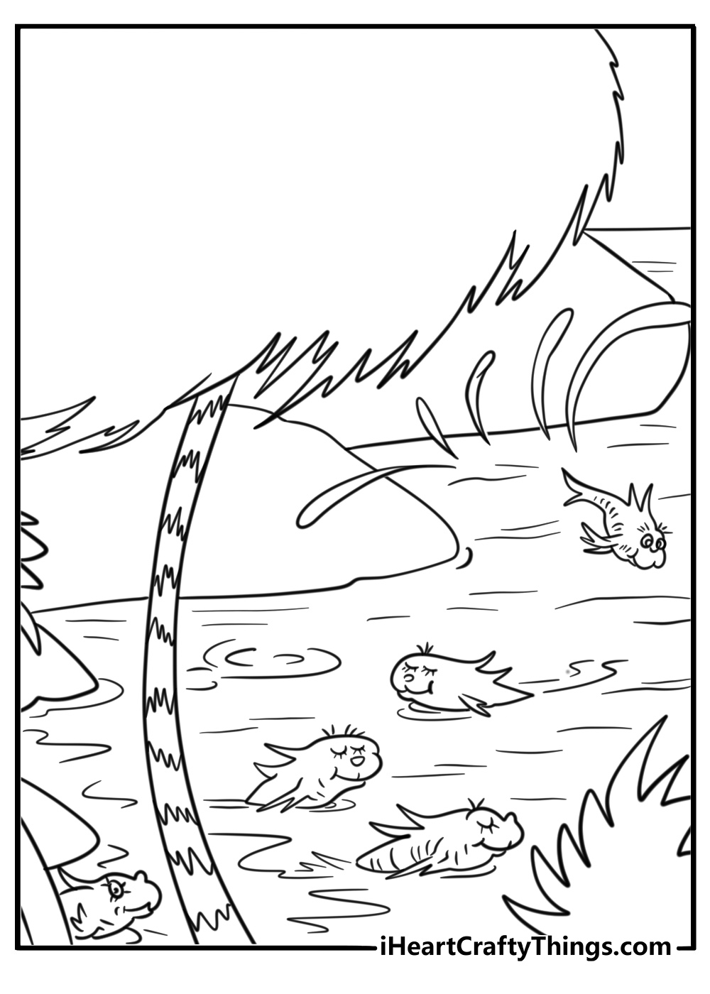 Lumming Fish swimming in the clear stream coloring page