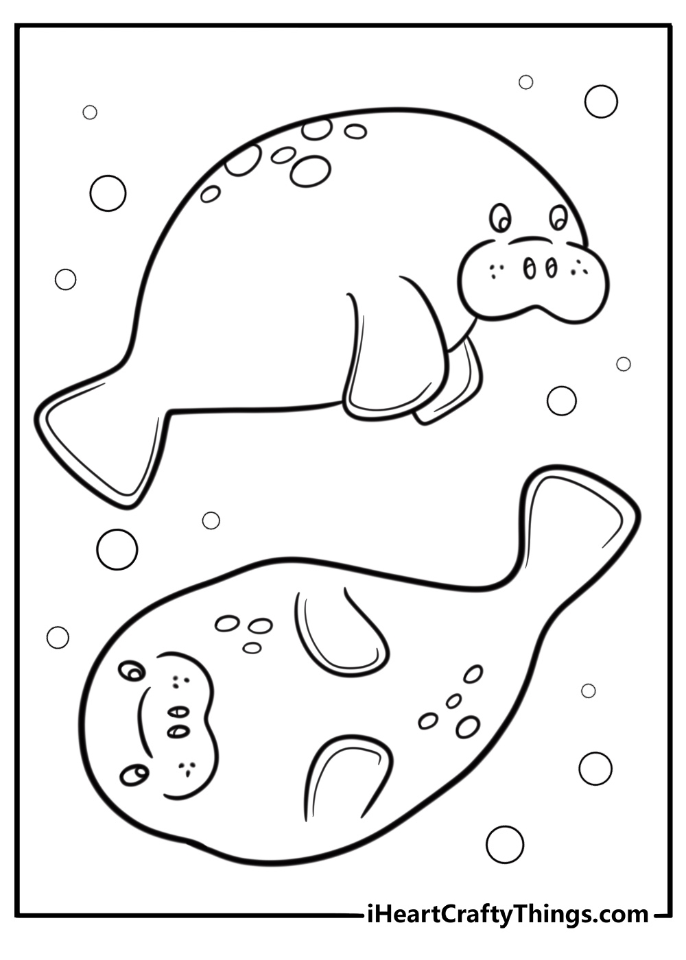 Manatee in a calm river free coloring page pdf